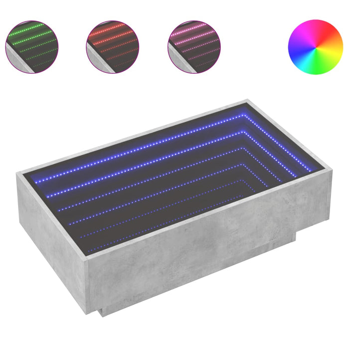 Măsuță de cafea cu LED, gri beton, 90x50x30 cm, lemn prelucrat - WALTI WALTI