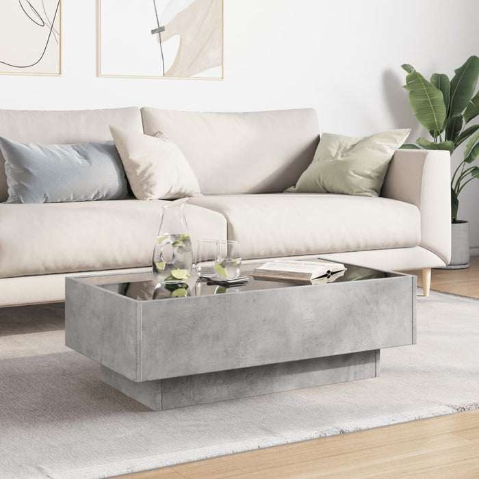 Măsuță de cafea cu LED, gri beton, 90x50x30 cm, lemn prelucrat - WALTI WALTI