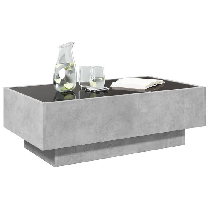 Măsuță de cafea cu LED, gri beton, 90x50x30 cm, lemn prelucrat - WALTI WALTI