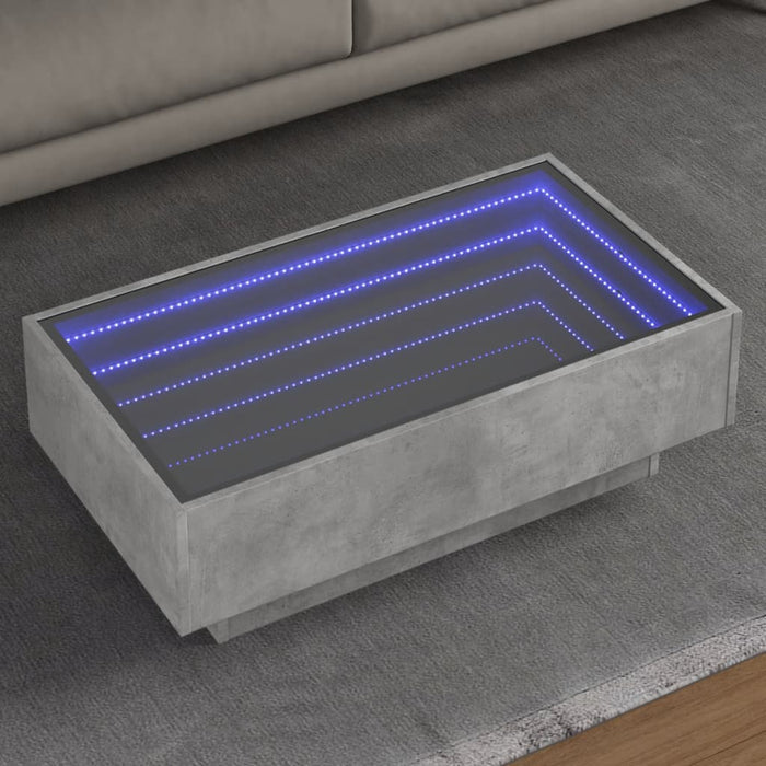 Măsuță de cafea cu LED, gri beton, 90x50x30 cm, lemn prelucrat - WALTI WALTI