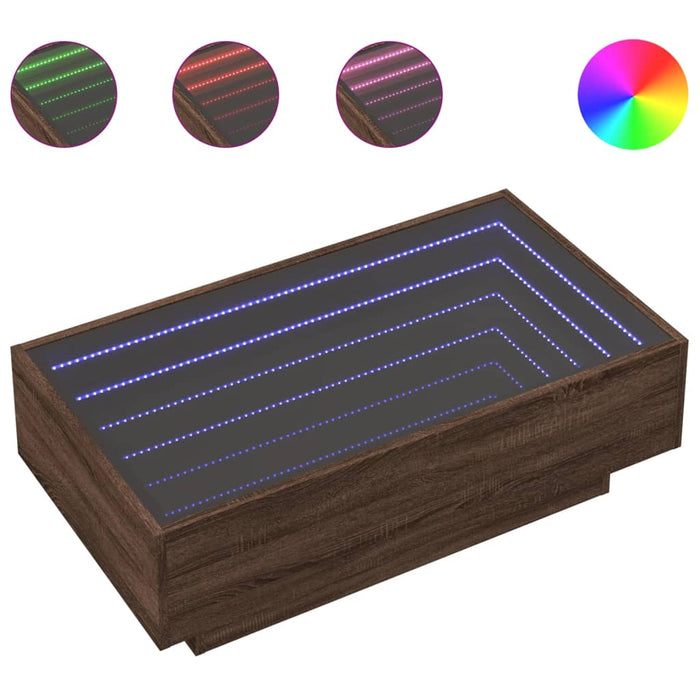 Măsuță de cafea cu LED stejar maro 90x50x30 cm lemn prelucrat - WALTI WALTI