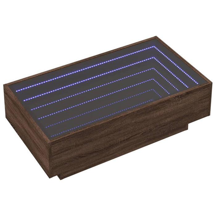 Măsuță de cafea cu LED stejar maro 90x50x30 cm lemn prelucrat - WALTI WALTI