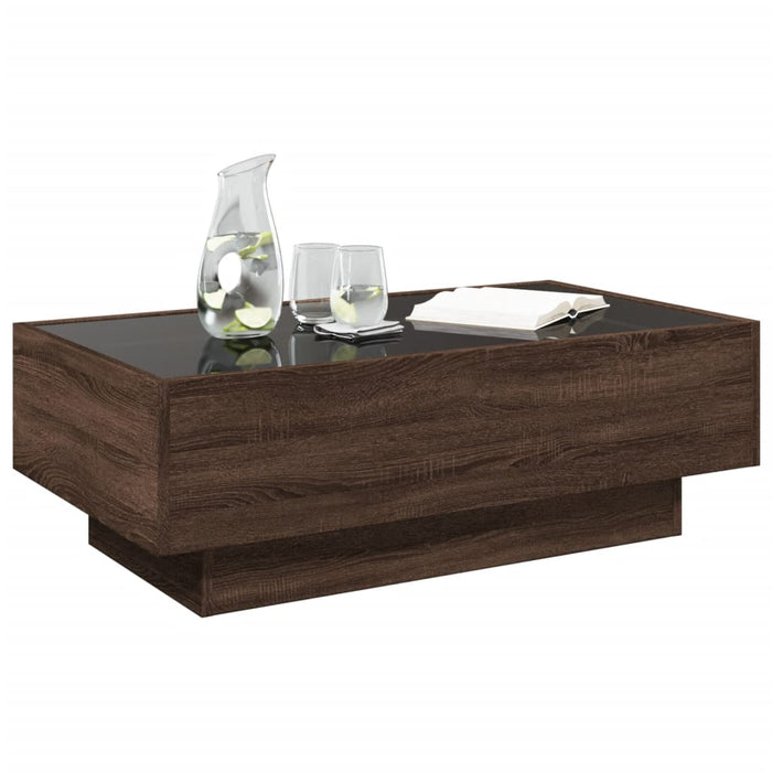 Măsuță de cafea cu LED stejar maro 90x50x30 cm lemn prelucrat - WALTI WALTI