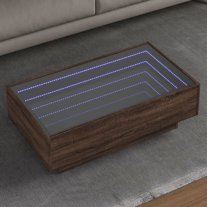 Măsuță de cafea cu LED stejar maro 90x50x30 cm lemn prelucrat - WALTI WALTI