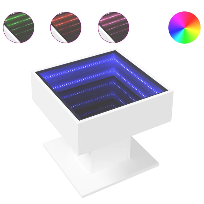 Măsuță de cafea cu LED, alb, 50x50x45 cm, lemn prelucrat - WALTI WALTI
