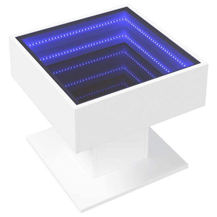Măsuță de cafea cu LED, alb, 50x50x45 cm, lemn prelucrat - WALTI WALTI