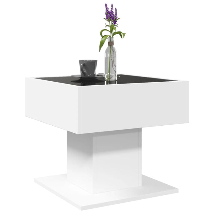 Măsuță de cafea cu LED, alb, 50x50x45 cm, lemn prelucrat - WALTI WALTI