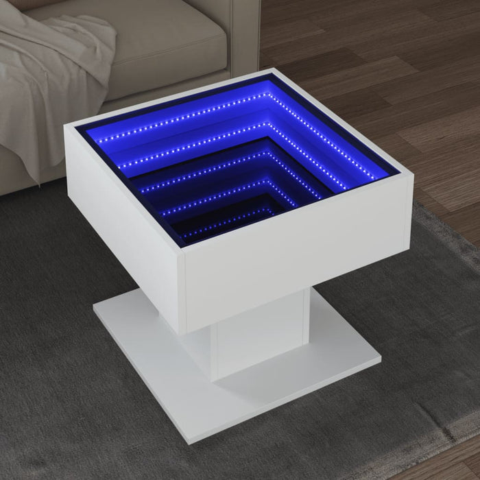 Măsuță de cafea cu LED, alb, 50x50x45 cm, lemn prelucrat - WALTI WALTI