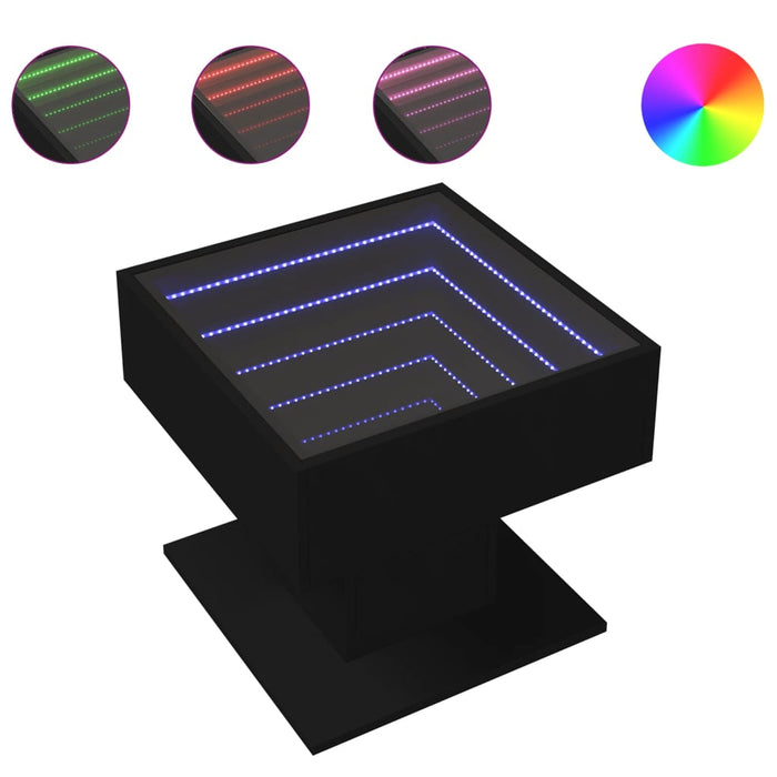 Măsuță de cafea cu LED, negru, 50x50x45 cm, lemn prelucrat - WALTI WALTI