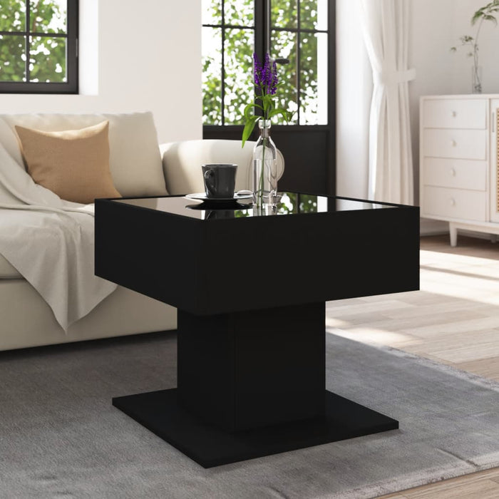 Măsuță de cafea cu LED, negru, 50x50x45 cm, lemn prelucrat - WALTI WALTI