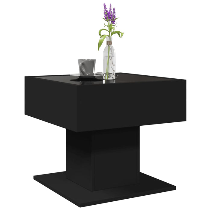 Măsuță de cafea cu LED, negru, 50x50x45 cm, lemn prelucrat - WALTI WALTI