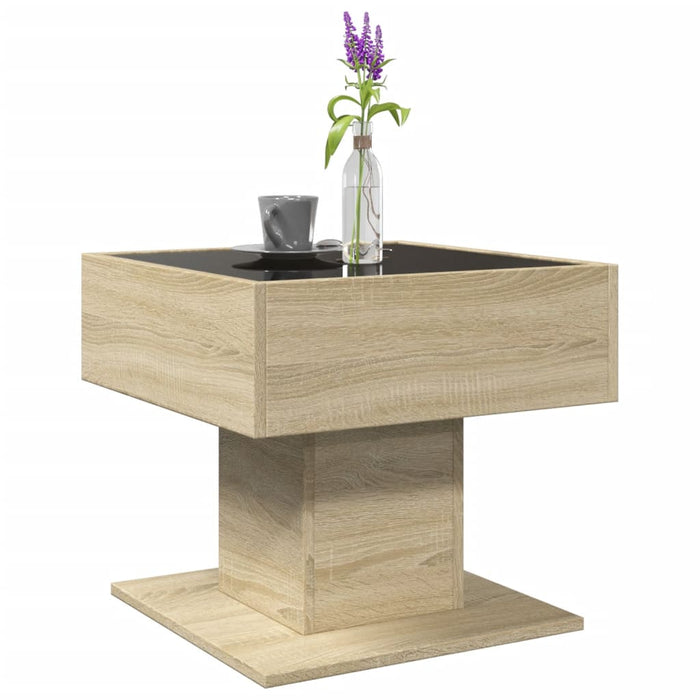 Măsuță de cafea cu LED stejar sonoma 50x50x45 cm lemn prelucrat - WALTI WALTI