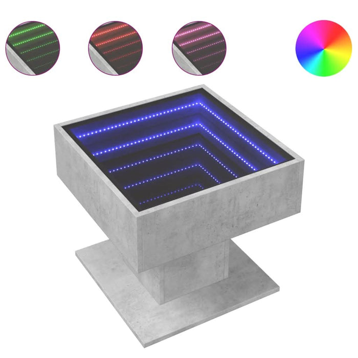 Măsuță de cafea cu LED, gri beton, 50x50x45 cm, lemn prelucrat - WALTI WALTI