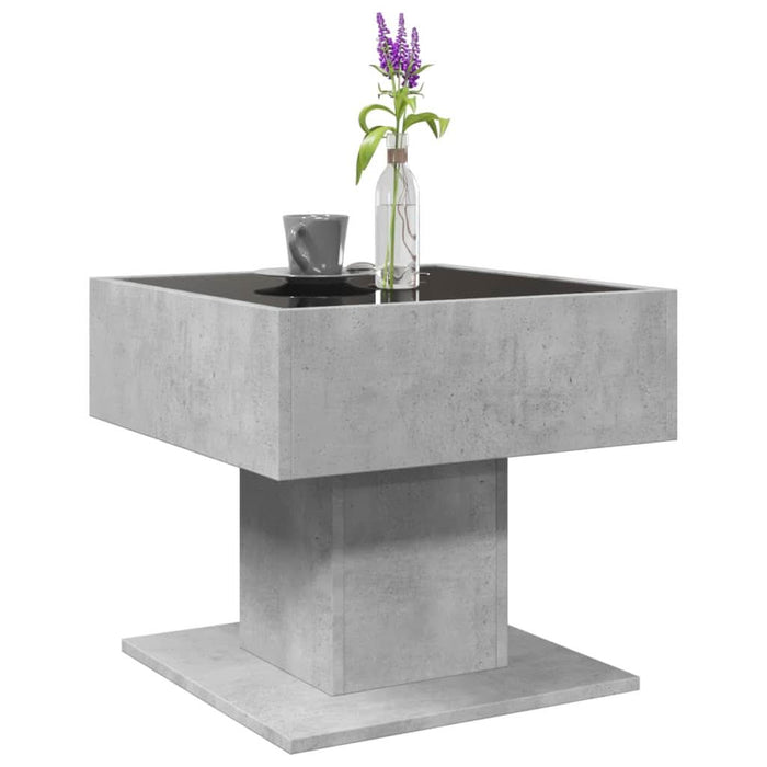 Măsuță de cafea cu LED, gri beton, 50x50x45 cm, lemn prelucrat - WALTI WALTI