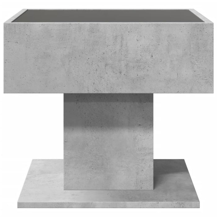 Măsuță de cafea cu LED, gri beton, 50x50x45 cm, lemn prelucrat - WALTI WALTI