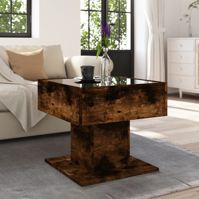 Măsuță de cafea cu LED stejar fumuriu 50x50x45cm lemn prelucrat - WALTI WALTI