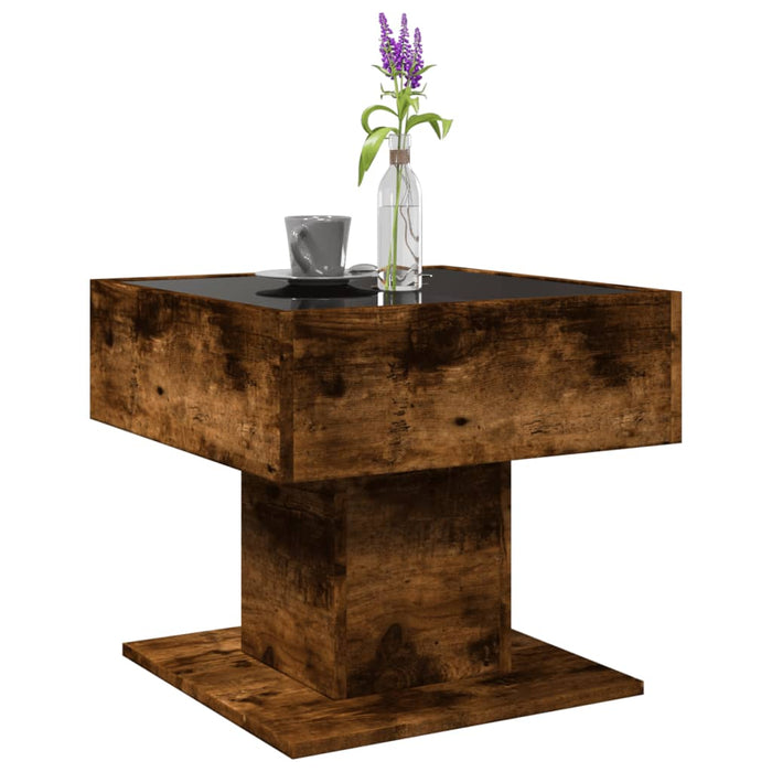 Măsuță de cafea cu LED stejar fumuriu 50x50x45cm lemn prelucrat - WALTI WALTI