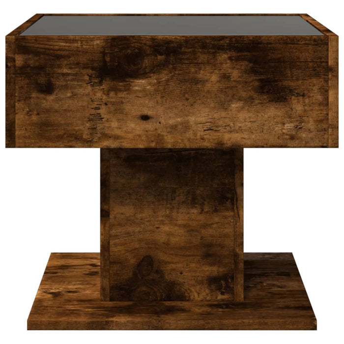 Măsuță de cafea cu LED stejar fumuriu 50x50x45cm lemn prelucrat - WALTI WALTI