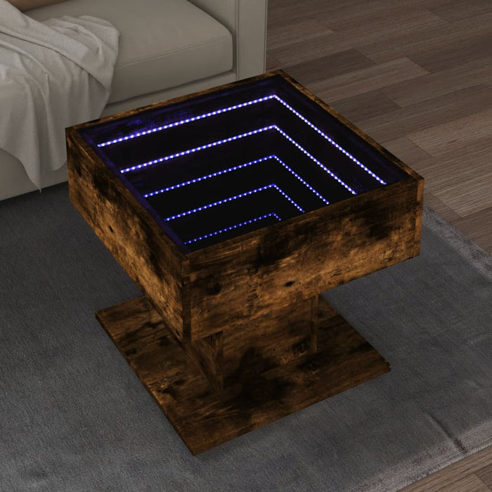 Măsuță de cafea cu LED stejar fumuriu 50x50x45cm lemn prelucrat - WALTI WALTI