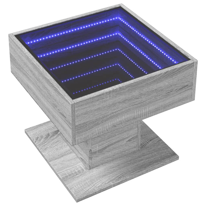 Măsuță de cafea cu LED sonoma gri 50x50x45cm lemn prelucrat - WALTI WALTI