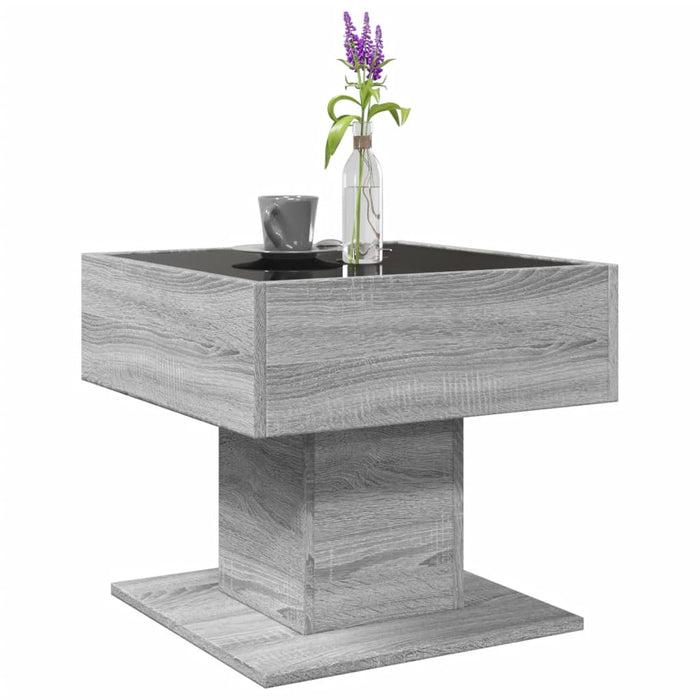 Măsuță de cafea cu LED sonoma gri 50x50x45cm lemn prelucrat - WALTI WALTI