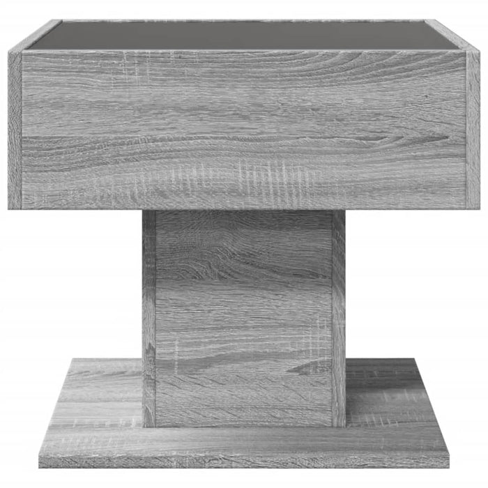 Măsuță de cafea cu LED sonoma gri 50x50x45cm lemn prelucrat - WALTI WALTI