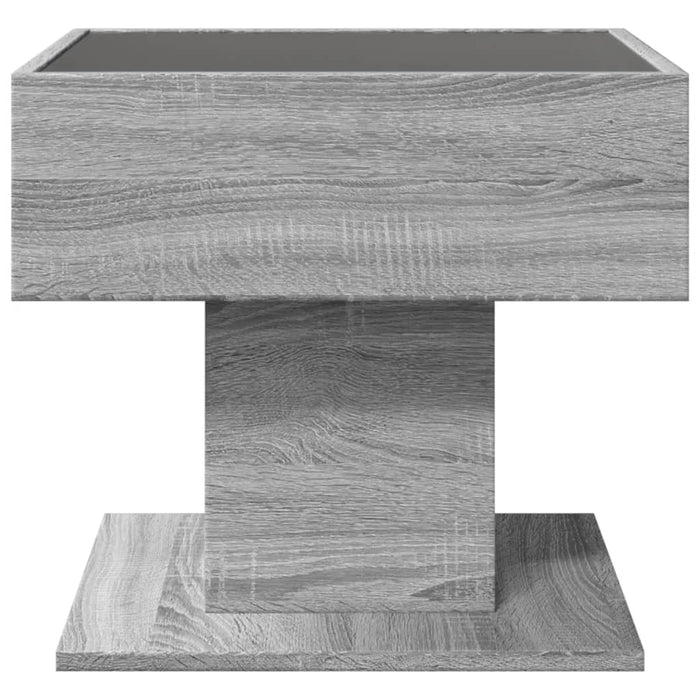 Măsuță de cafea cu LED sonoma gri 50x50x45cm lemn prelucrat - WALTI WALTI