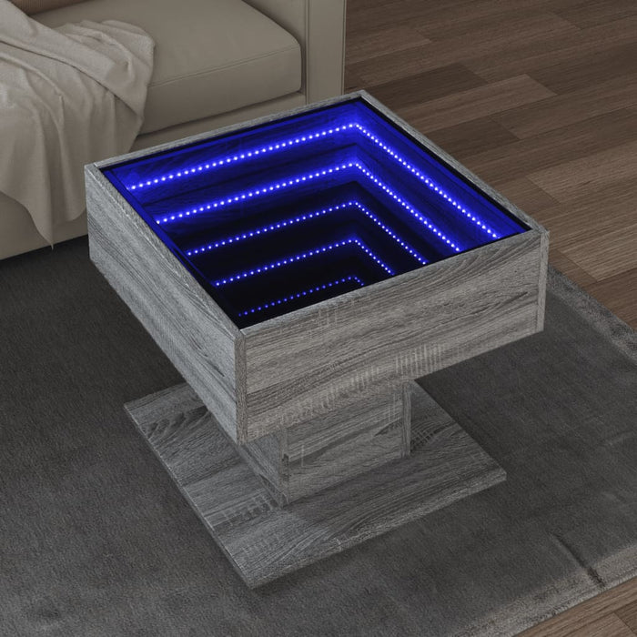 Măsuță de cafea cu LED sonoma gri 50x50x45cm lemn prelucrat - WALTI WALTI