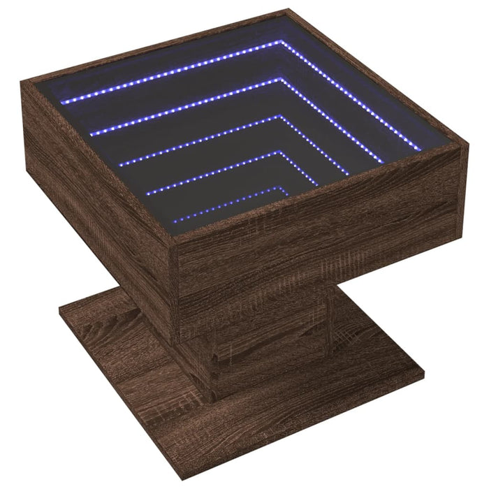 Măsuță de cafea cu LED stejar maro 50x50x45 cm lemn prelucrat - WALTI WALTI