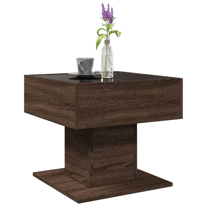 Măsuță de cafea cu LED stejar maro 50x50x45 cm lemn prelucrat - WALTI WALTI