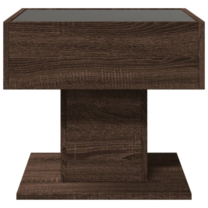 Măsuță de cafea cu LED stejar maro 50x50x45 cm lemn prelucrat - WALTI WALTI