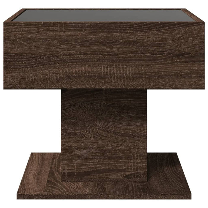 Măsuță de cafea cu LED stejar maro 50x50x45 cm lemn prelucrat - WALTI WALTI
