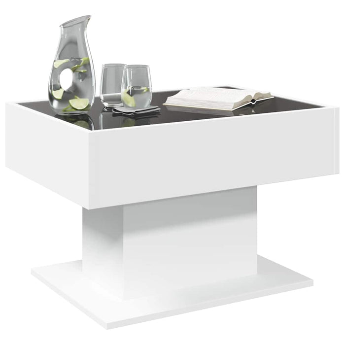 Măsuță de cafea cu LED, alb, 70x50x45 cm, lemn prelucrat - WALTI WALTI