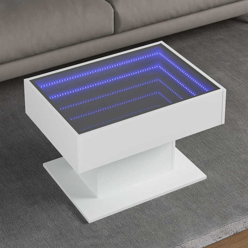 Măsuță de cafea cu LED, alb, 70x50x45 cm, lemn prelucrat - WALTI WALTI
