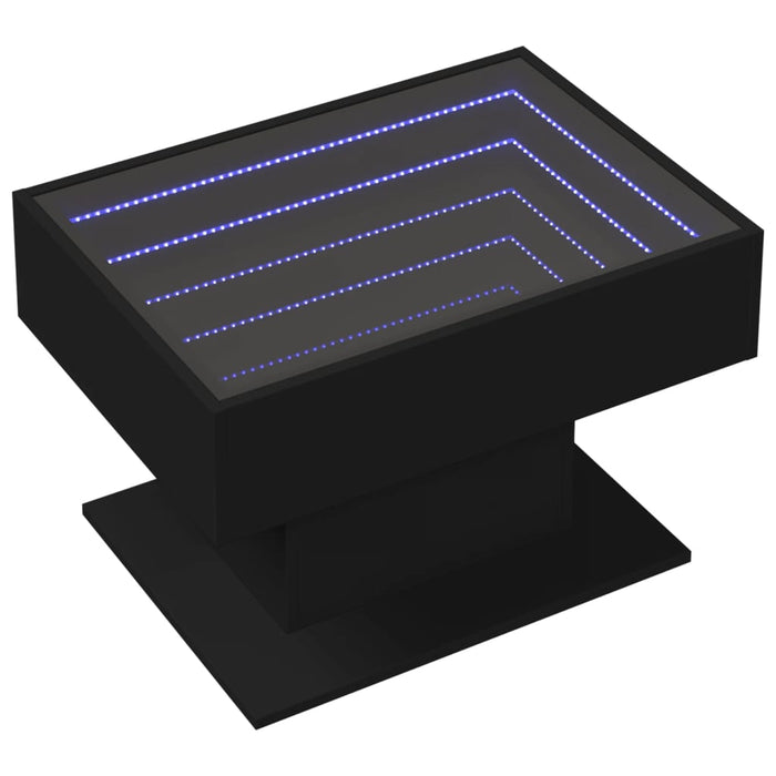 Măsuță de cafea cu LED, negru, 70x50x45 cm, lemn prelucrat WALTI
