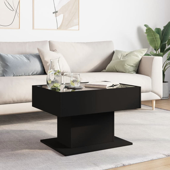 Măsuță de cafea cu LED, negru, 70x50x45 cm, lemn prelucrat WALTI