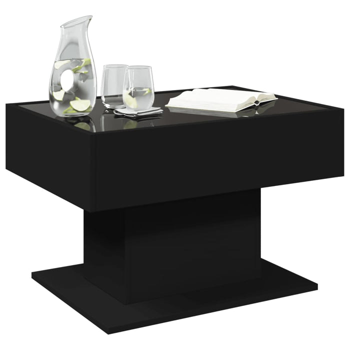 Măsuță de cafea cu LED, negru, 70x50x45 cm, lemn prelucrat WALTI