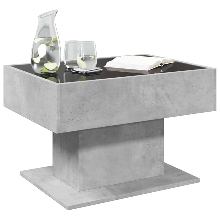 Măsuță de cafea cu LED, gri beton, 70x50x45 cm, lemn prelucrat - WALTI WALTI