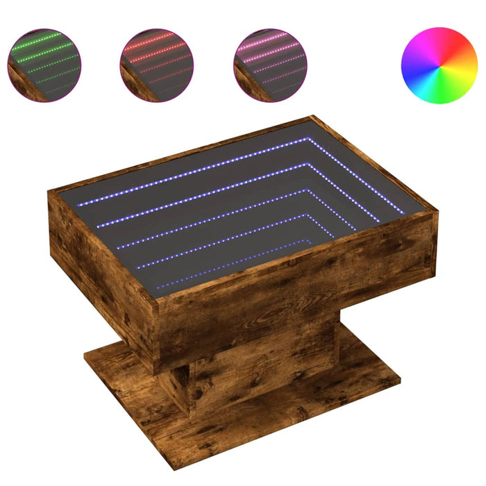 Măsuță de cafea cu LED stejar fumuriu 70x50x45cm lemn prelucrat - WALTI WALTI