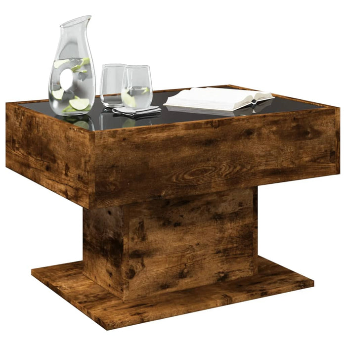 Măsuță de cafea cu LED stejar fumuriu 70x50x45cm lemn prelucrat - WALTI WALTI