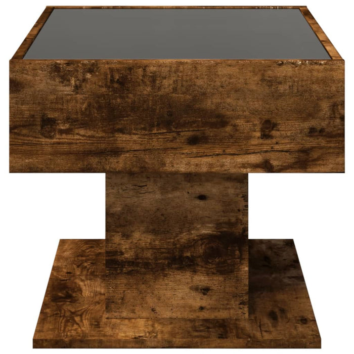 Măsuță de cafea cu LED stejar fumuriu 70x50x45cm lemn prelucrat - WALTI WALTI