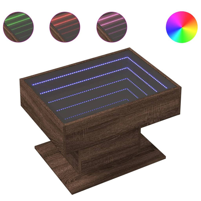 Măsuță de cafea cu LED stejar maro 70x50x45 cm lemn prelucrat - WALTI WALTI