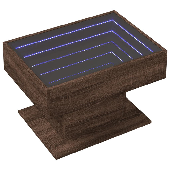 Măsuță de cafea cu LED stejar maro 70x50x45 cm lemn prelucrat - WALTI WALTI
