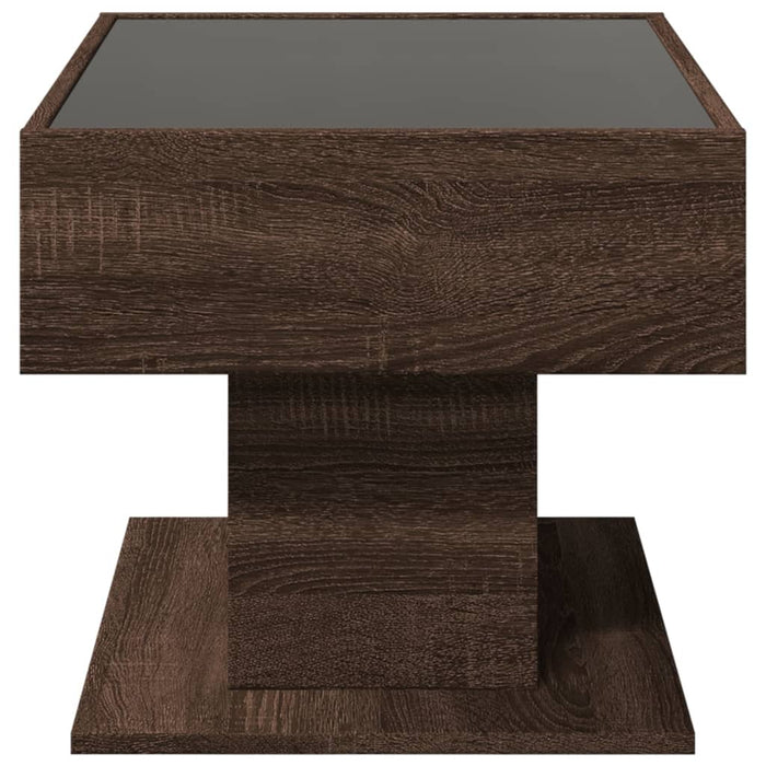 Măsuță de cafea cu LED stejar maro 70x50x45 cm lemn prelucrat - WALTI WALTI