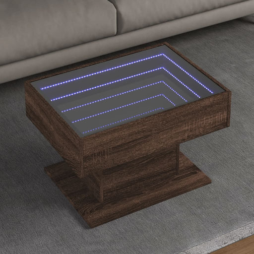 Măsuță de cafea cu LED stejar maro 70x50x45 cm lemn prelucrat - WALTI WALTI