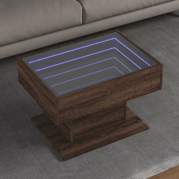 Măsuță de cafea cu LED stejar maro 70x50x45 cm lemn prelucrat - WALTI WALTI
