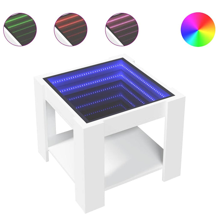 Măsuță de cafea cu LED, alb, 53x53x45 cm, lemn prelucrat - WALTI WALTI