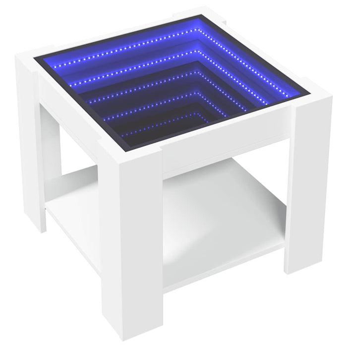 Măsuță de cafea cu LED, alb, 53x53x45 cm, lemn prelucrat - WALTI WALTI