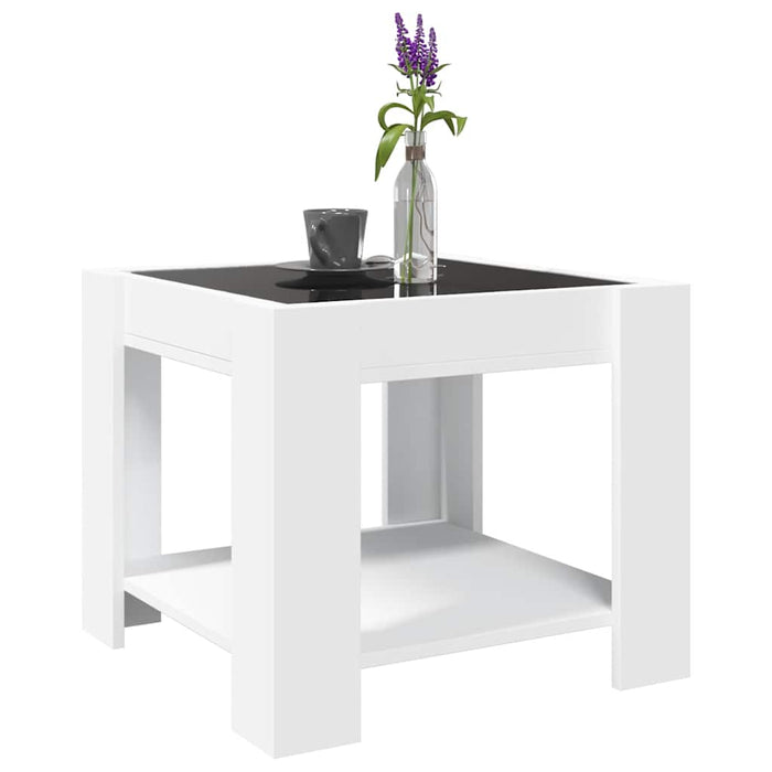 Măsuță de cafea cu LED, alb, 53x53x45 cm, lemn prelucrat - WALTI WALTI