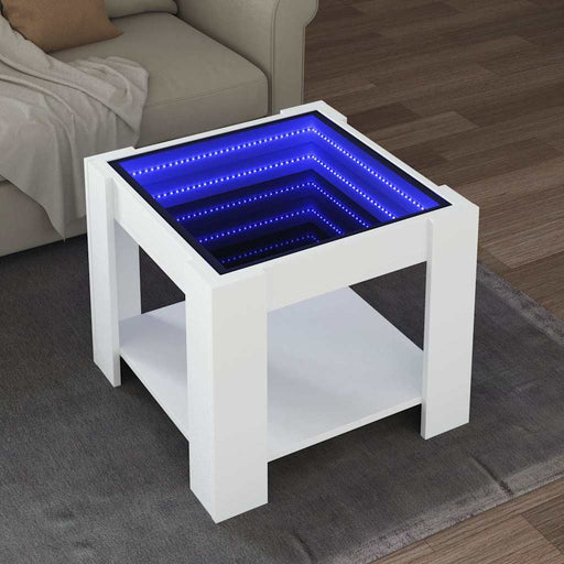 Măsuță de cafea cu LED, alb, 53x53x45 cm, lemn prelucrat - WALTI WALTI